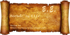 Borbély Eliz névjegykártya